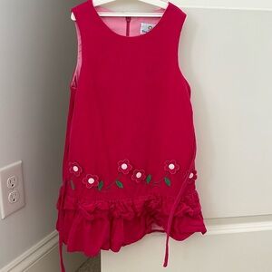 Pink corduroy embroidered dress